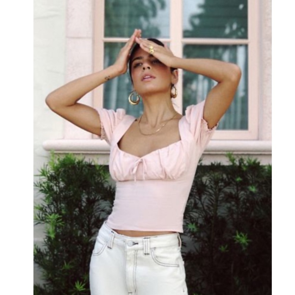 UO Cassia Puff Sleeve Cropped Top